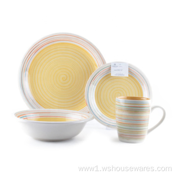 hand-painted style yellow color stoneware dinner set